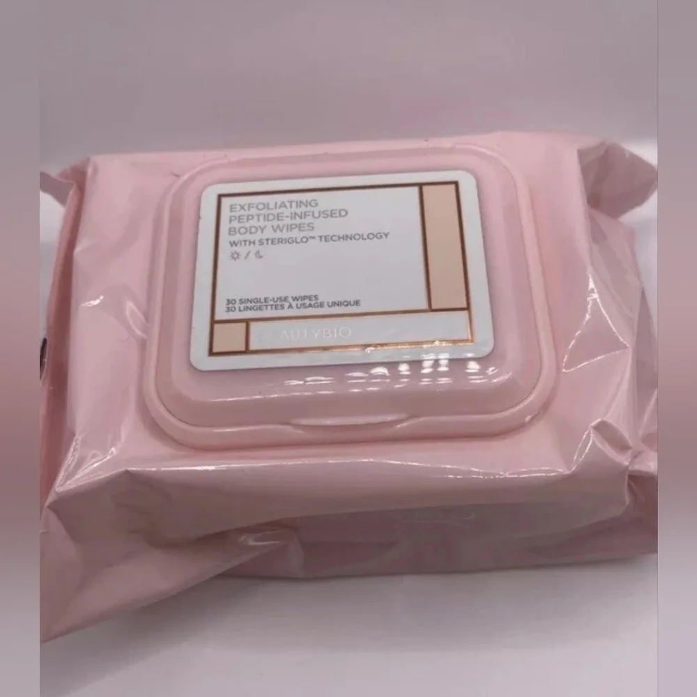 BeautyBio Exfoliating Peptide-Infused Body Wipes 2 Pk New